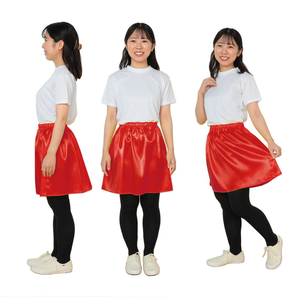 Soft satin flare skirt M red02