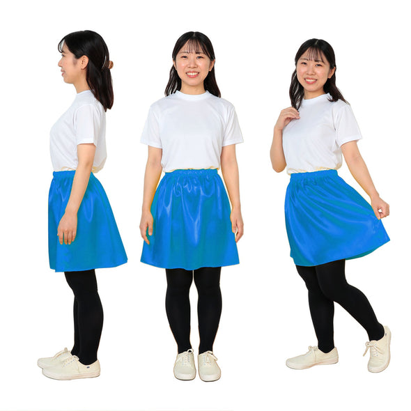 Soft satin flare skirt M blue02