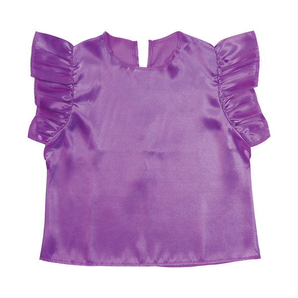 Soft satin fluffy shirt C purple01