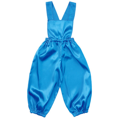 Soft satin overalls pants J blue01