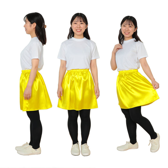 Soft satin flare skirt M yellow02