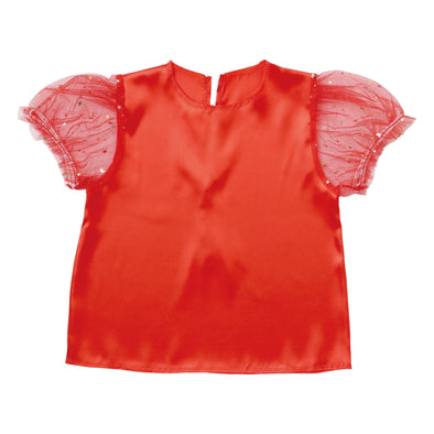 Soft satin puff sleeve C red01