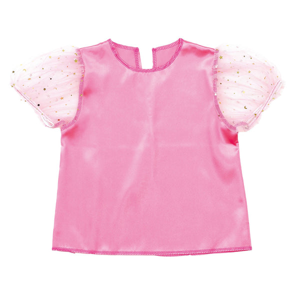 Soft satin puff sleeve J peach01