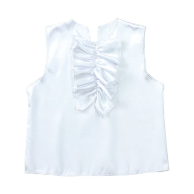 Soft satin shirt Ruffle front J White01