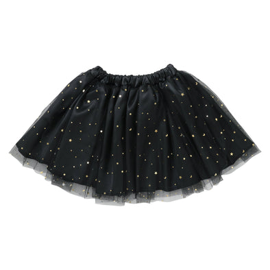 Soft satin tulle skirt black01