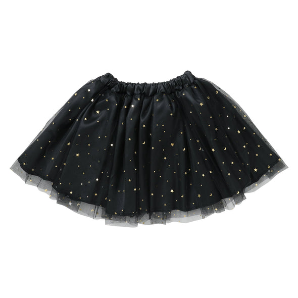 Soft satin tulle skirt black01