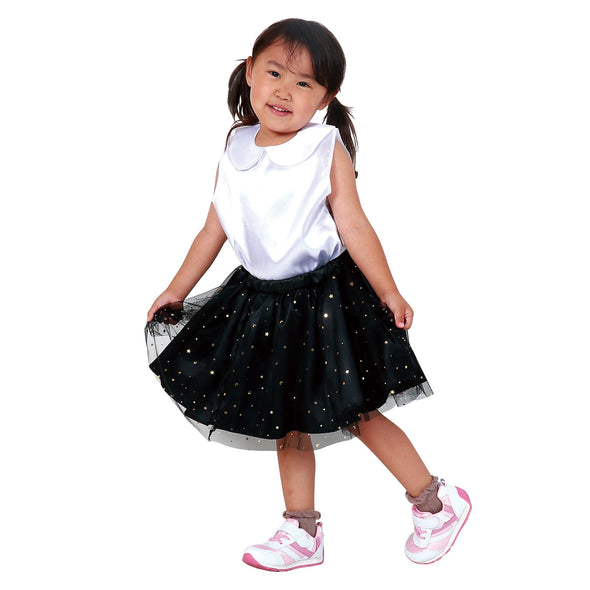 Soft satin tulle skirt black02