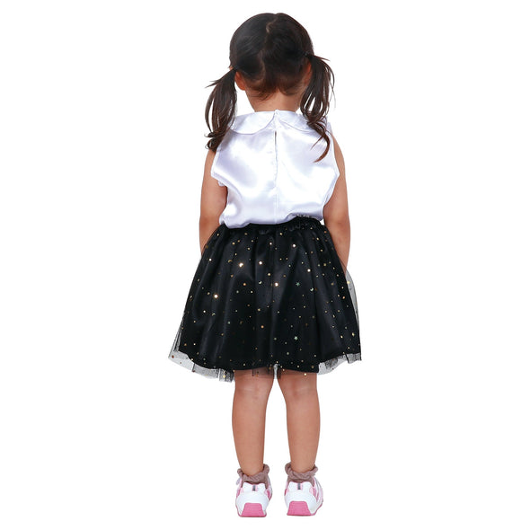 Soft satin tulle skirt black03