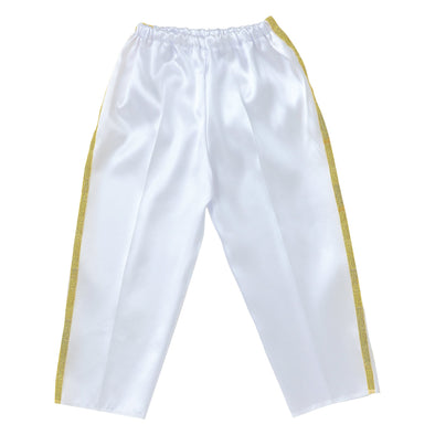 Soft satin tapered pants line C white01