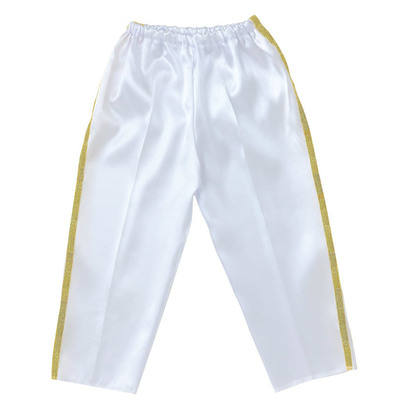 Soft satin tapered pants line C white01