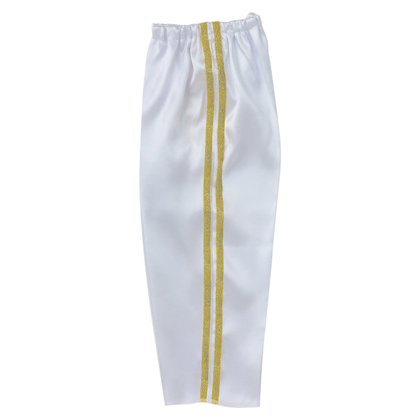 Soft satin tapered pants line C white01