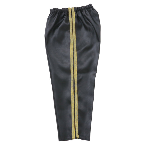 Soft satin tapered pants line C black01