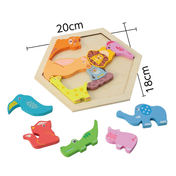 Wooden hexagonal puzzle animal02