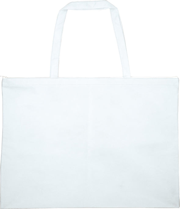Work bag made of non-woven fabric, large white (with zipper)01