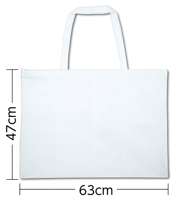 Work bag made of non-woven fabric, large white (with zipper)01