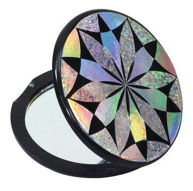 Raden carving compact mirror black01