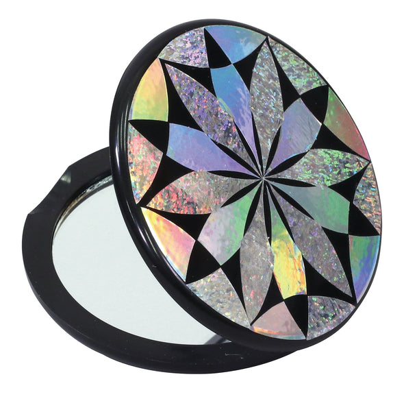Raden carving compact mirror black01