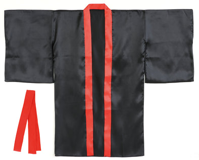 Soft satin long happy sleeves black (red collar) S (with headband)01