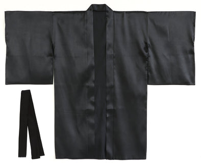 Soft satin long happy sleeves black L (with headband)01