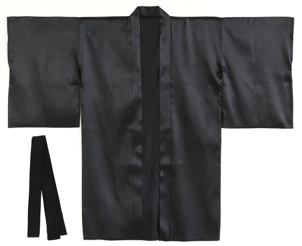 Soft satin long happy sleeves black L (with headband)01