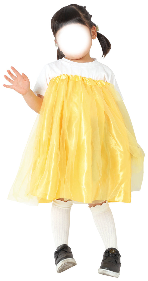 Satin frilly skirt yellow02