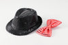 Costume set (sparkling butterfly neck tie red, glitter hat black)02