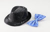 Costume set (sparkling butterfly neck tie blue, sparkling hat black)02