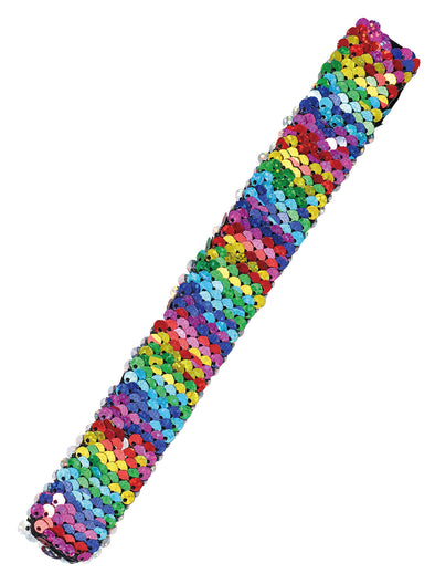 Sequin list band rainbow & silver01