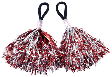 Hand free pompon small red silver01