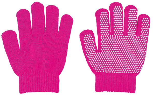 Colored stretchy gloves with anti-slip fluorescent pink01