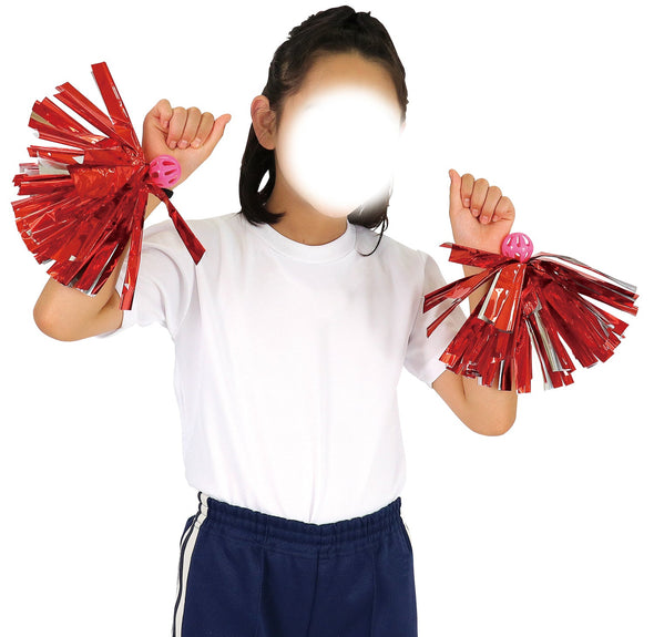 Easy Cheer Pom Pom Red Silver with Bell01