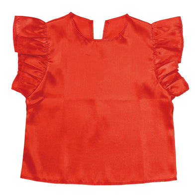Soft satin fluffy shirt red01