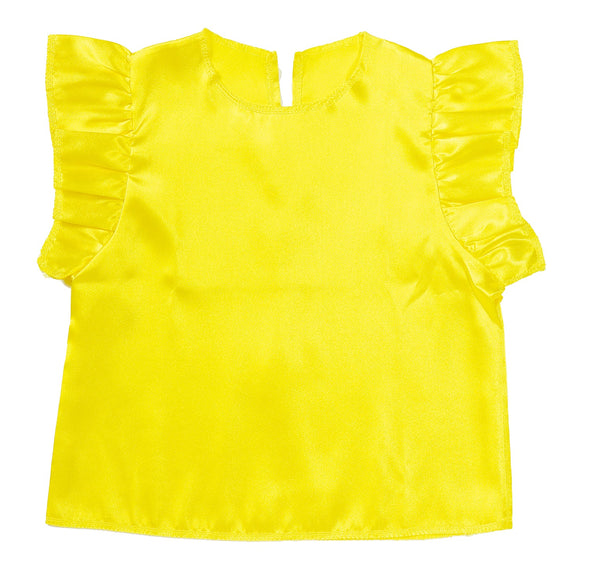 Soft satin fluffy shirt yellow01