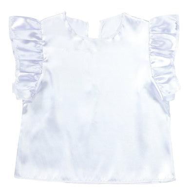 Soft satin fluffy shirt white01