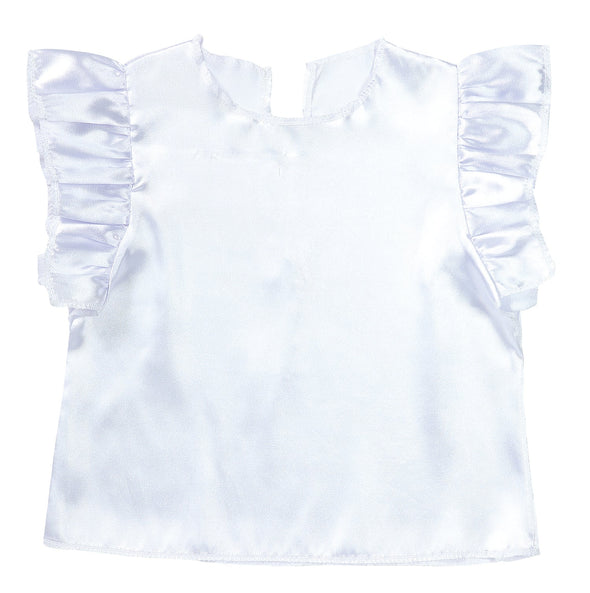 Soft satin fluffy shirt white01