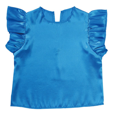 Soft satin fluffy shirt blue01