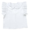 Soft satin frilled shirt with round collar white01
