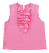 Soft satin shirt ruffle front peach01