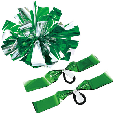 Hand-free pompon with name tag, green silver01