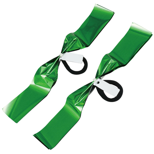 Hand-free pompon with name tag, green silver01