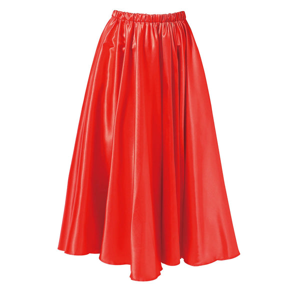 Soft satin long skirt red L01
