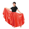 Soft satin long skirt red L04