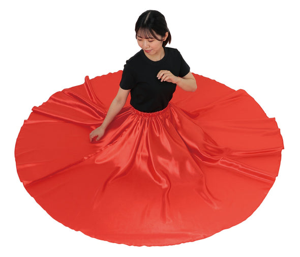Soft satin long skirt red L05