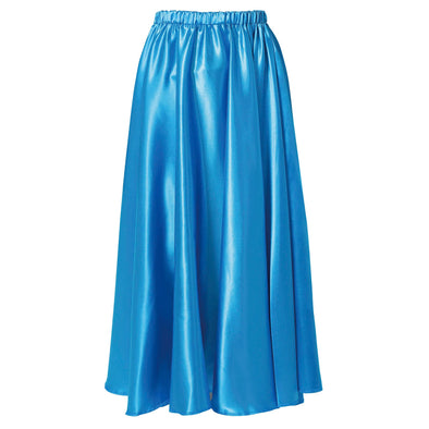 Soft satin long skirt blue L01