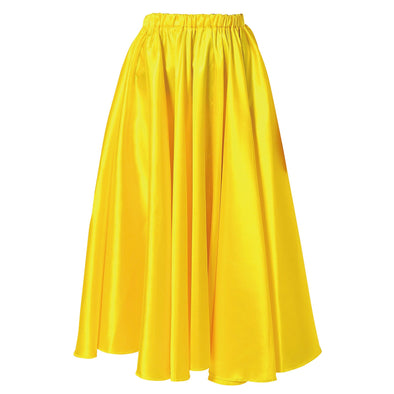Soft satin long skirt yellow L01