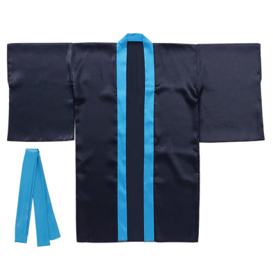 Soft satin long happy sleeves black (blue collar) M (with headband)01