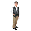 Soft satin vest V neck type black L02