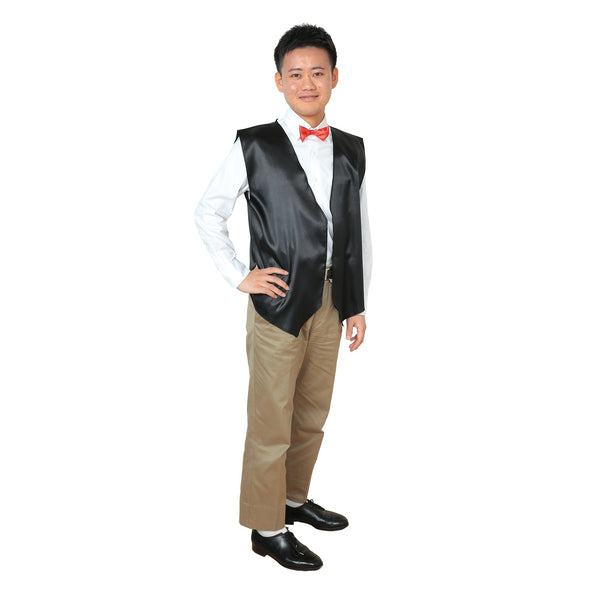 Soft satin vest V neck type black L02