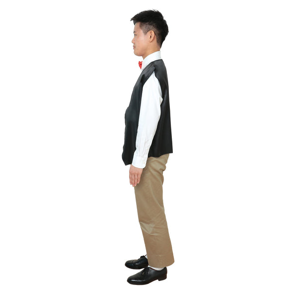 Soft satin vest V neck type black L04