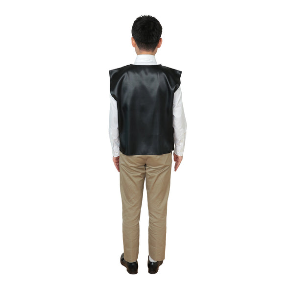 Soft satin vest V neck type black L05